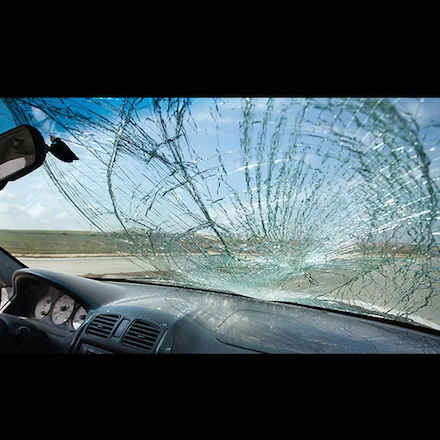 Cracked windshield requiring repair